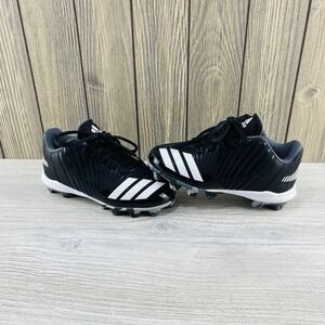 Adidas ICON 8 MD Kids Sz 12K Baseball Athletic Black White Cleats Lace-Up Shoes